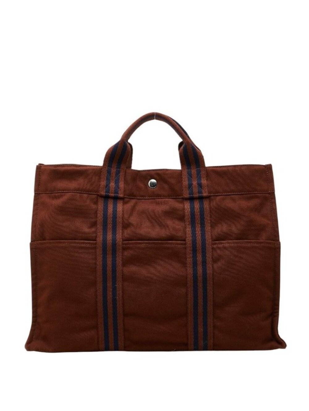 Hermes Fourre Tout MM Tote Bag Brown Cotton Canvas